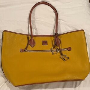 Dooney & Bourke Mustard Yellow Tote with Brown Accents